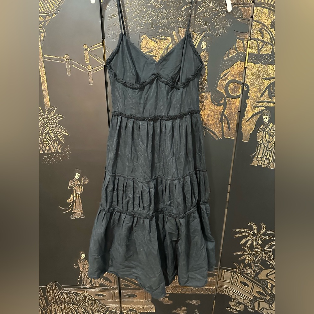 Vintage Ann Tailor Fit and Flare Pleated Midi Dress w Underwire Support